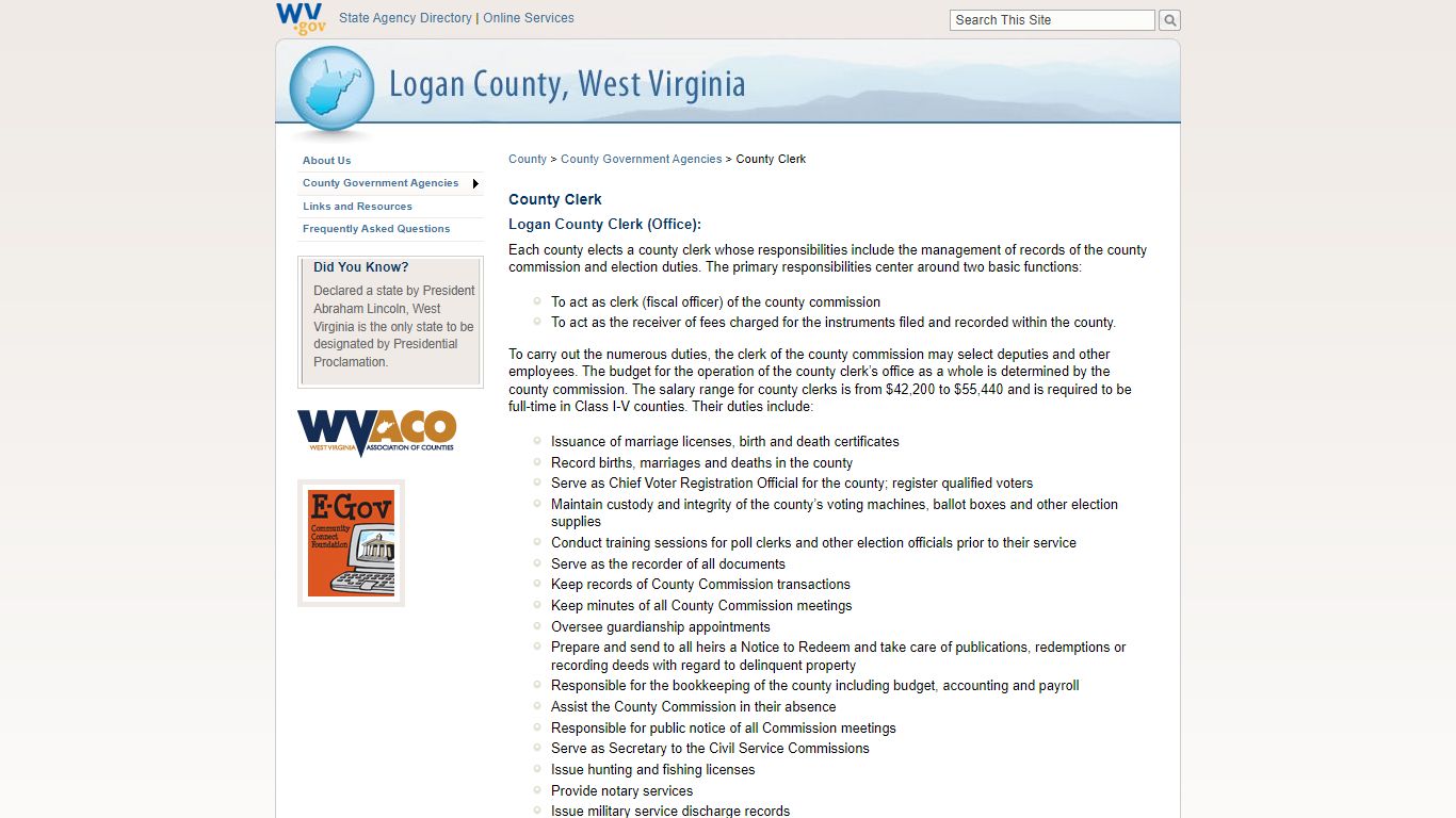 County Clerk - Logan County, West Virginia